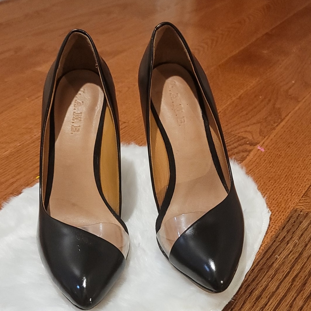 L.A.M.B Pointing Toe Stilettos Black & Clear